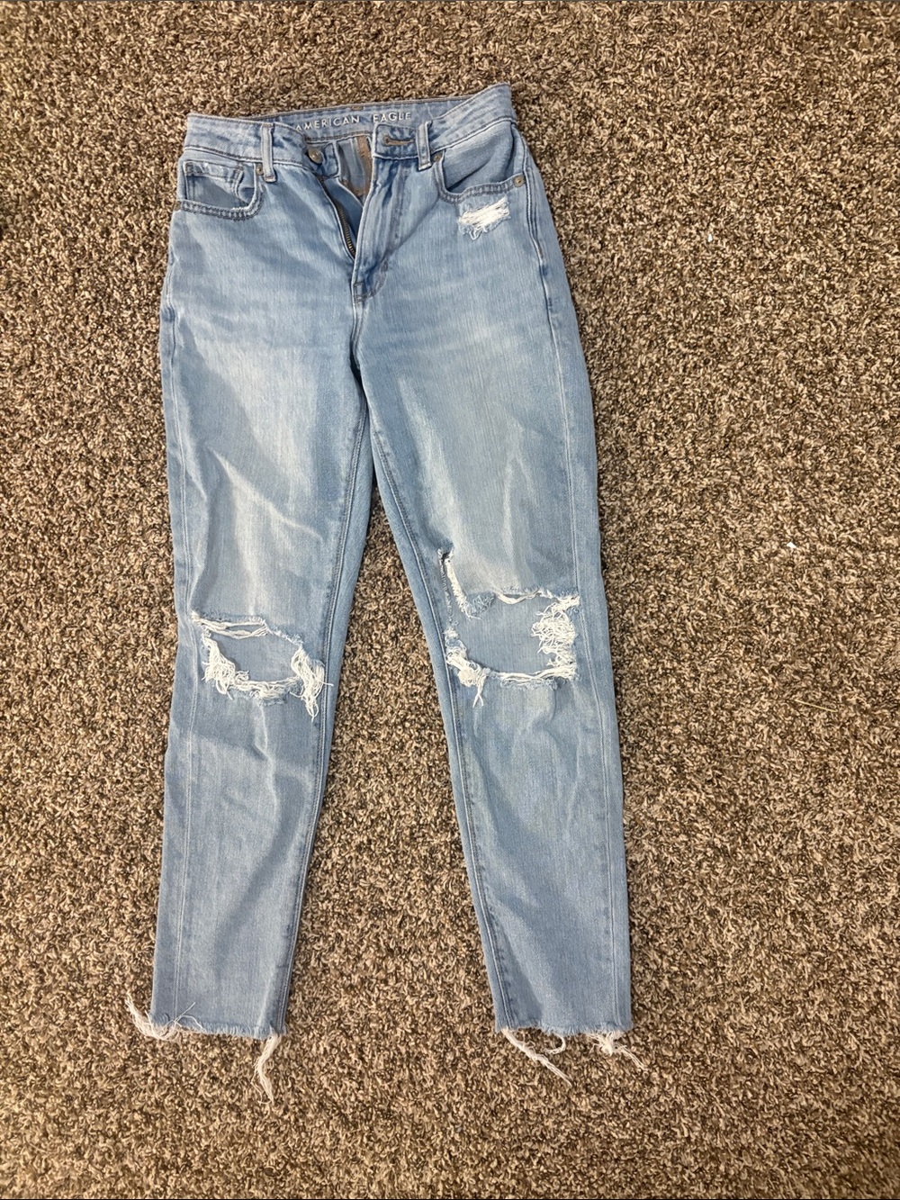 American Eagle Outfitters Light Blue Ripped High-Rise Skinny Jeans